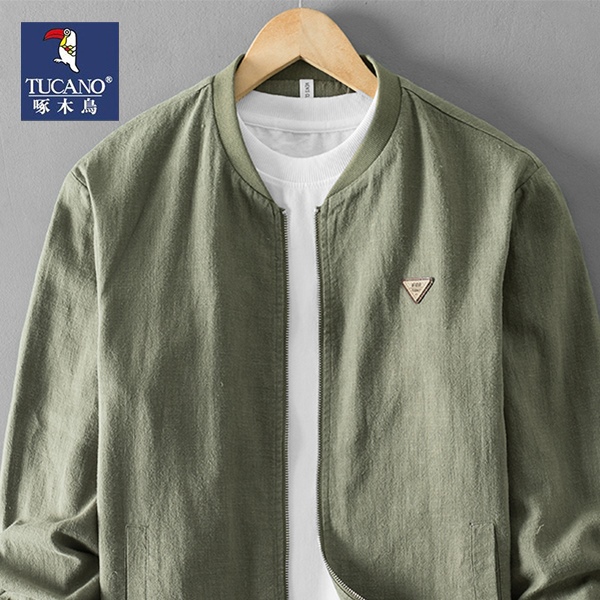 Woodpecker Spring Retro Cotton and Linen Jacket Men's New Chinoiserie Casual Tops Loose Large Size Spring & Fall Clothing