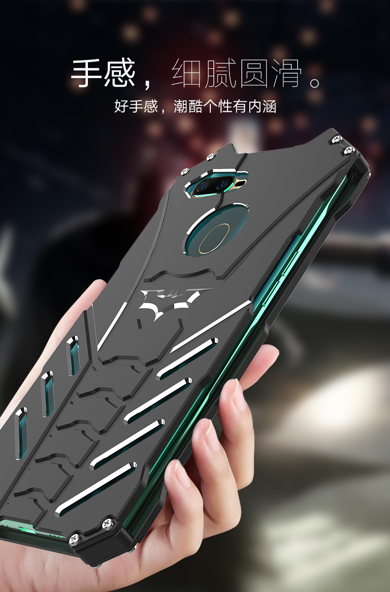 R-Just Batman Shockproof Aluminum Shell Metal Case with Custom Batarang Stent for OPPO A7