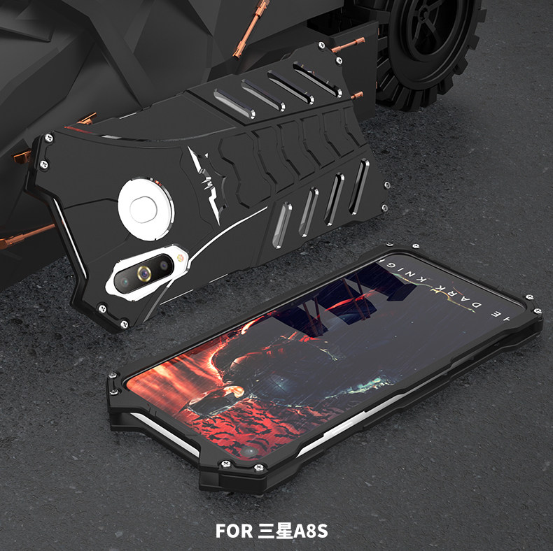 R-Just Batman Shockproof Aluminum Shell Metal Case with Custom Batarang Stent for Samsung Galaxy A8s