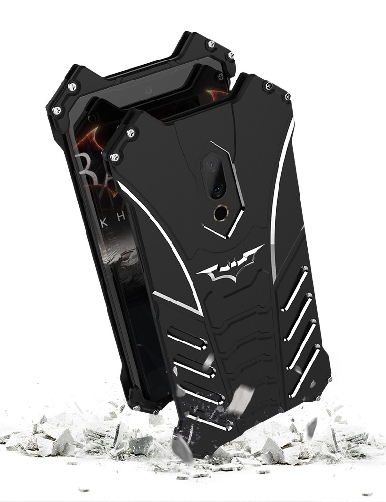 R-Just Batman Shockproof Aluminum Shell Metal Case with Custom Batarang Stent for Meizu 15 Plus / Meizu 15 / Meizu 15 Lite / Meizu M15