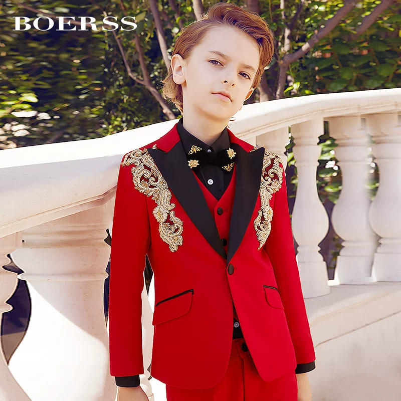Костюм-цветок BOERSS, детский классический костюм-пиджак, платье, набор, британский стиль