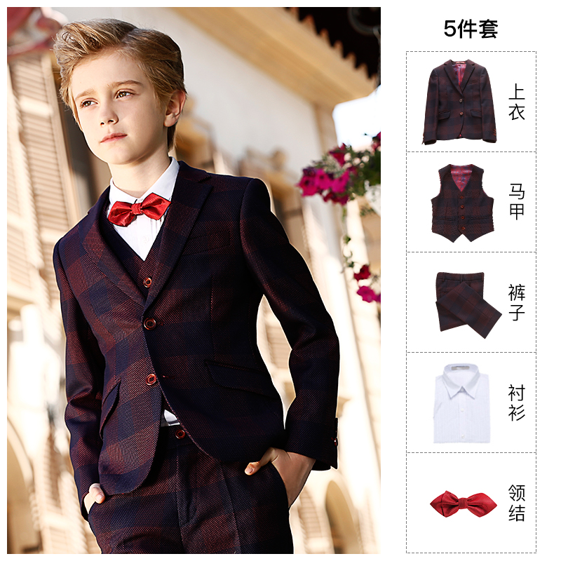 BOERSS trai ăn mặc Set Childrens Flower Childrens Performance Suit Childrens Suit Hàn Quốc Version bé Casual Suit mùa hè mùa xuân