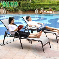 Outdoor reclining bed beach chair folding recliner recliner reclining chair outdoor chair waterproof sunscreen swimming pool for adults