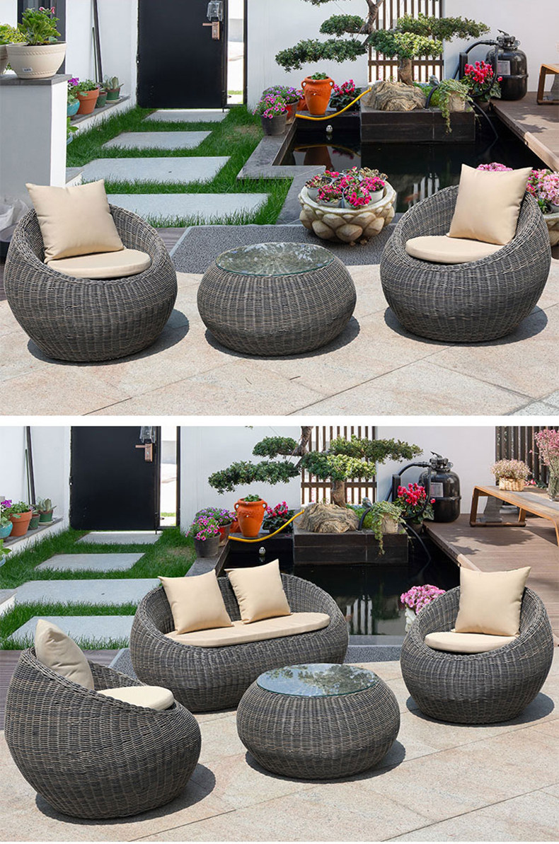 Нордический на открытом воздухе ротанг мелкий песок волосы плетеный стул на открытом воздухе случайный двор сад ротанг Половина дуга три Вайн диван 