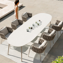 Yuanmao Net red outdoor table and chair courtyard open-air tea table and chair set Heng chair rattan chair round table dining table and chair combination