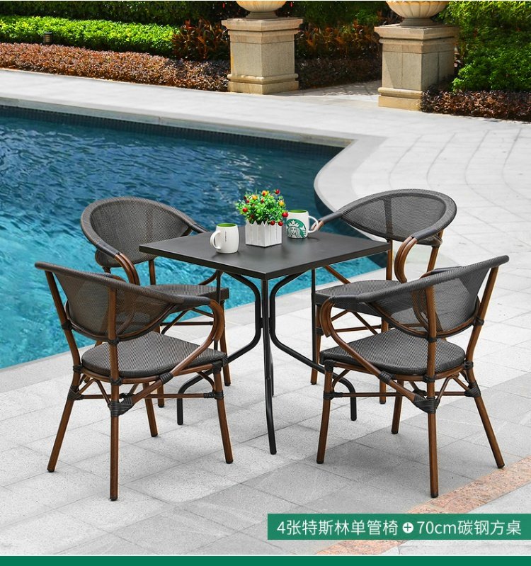 Ghế mía ngoài trời nội thất sân vườn bình thường cửa hàng trà bàn ghế kết hợp bàn ban công và ghế cà phê Bàn ngoài trời và ghế ba mảnh - Bàn ghế ngoài trời / sân ghế ngồi ngoài trời