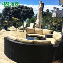 Outdoor furniture three-person rattan sofa combination living room rattan chair courtyard garden outdoor leisure semi-arc sofa