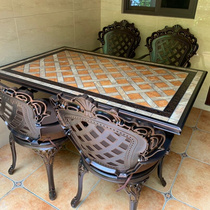 Yuanmao outdoor cast aluminum table and chair outdoor Villa Garden Terrace outdoor table and chair courtyard iron waterproof sunscreen combination