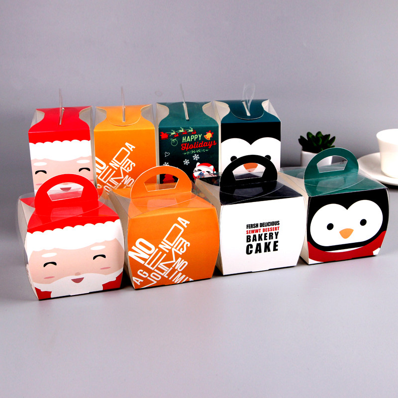 West Point Box Portable Transparent Creative Cupcake Triangle Cut Cake Box Christmas Apple Gift Box 50