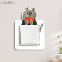 Creative Coffee Cat Switch Sticker Personalized 3D Cartoon Socket Frame Decorative Sticker 86 Box Light Panel Anti-Dirty Protective Cover