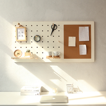 Small Wood good product hole board wooden cork photo wall message board Nordic INS storage wall shelf