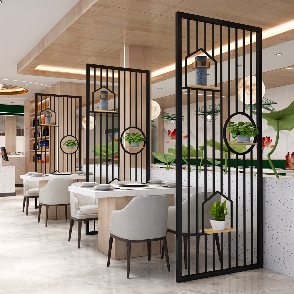 Iron Art Bar Guest Restaurant Partition Screen Industrial Wind Ceiling Fire Boiler Shop Fencing Grid Genguan Background Wall Hollowed-out-Taobao