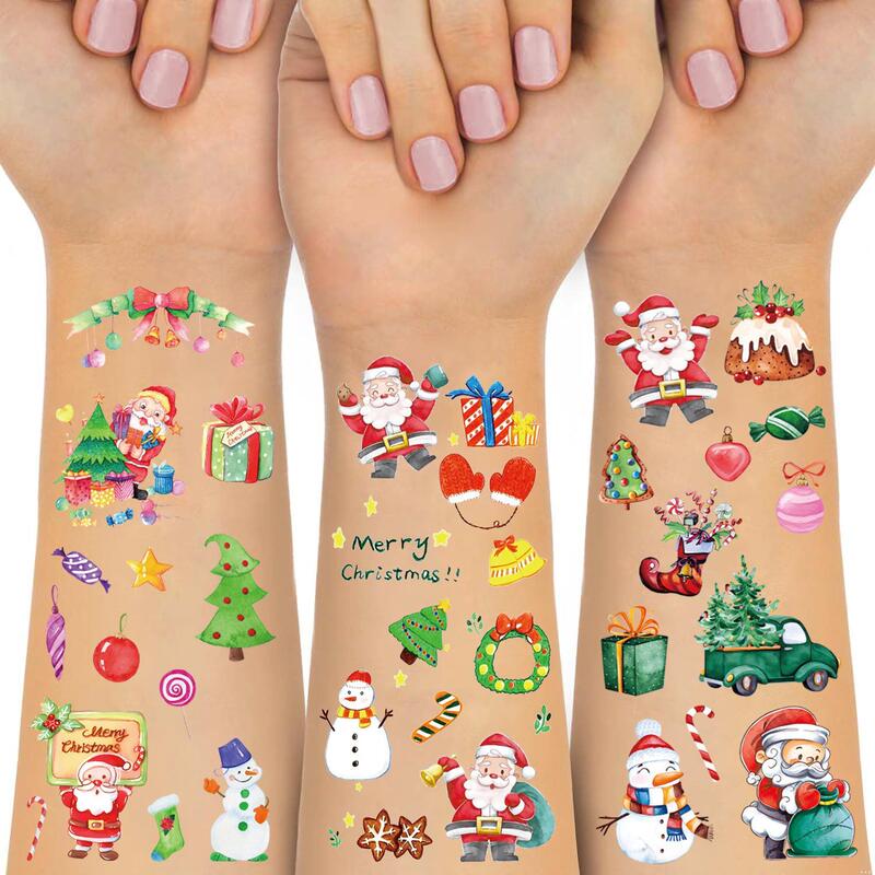 Cartoon Christmas Tattoo Stickers New Style New Year High-End Children's Santa Claus Bell Gift Temporary Stickers