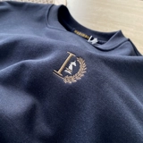 Брендовый демисезонный мужской лонгслив, изысканная толстовка, круглый воротник, с вышивкой