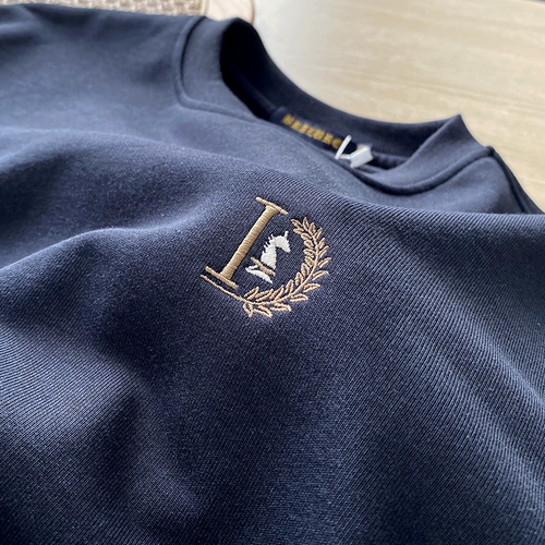 Брендовый демисезонный мужской лонгслив, изысканная толстовка, круглый воротник, с вышивкой