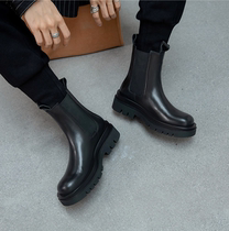 Exclusive custom autumn and winter new mens British style leather thick bottom high boots Martin boots tide 7258