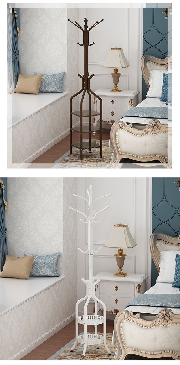 Đơn giản và thời trang rèn sắt móc áo phòng ngủ giá sàn hội trường giá áo trong nhà treo áo rack - Kệ kệ 3 tầng