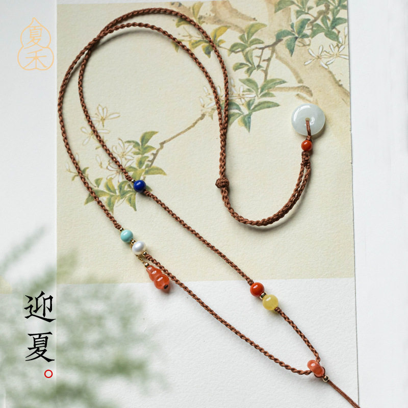 手工编绳多宝吊坠绳女细款蜜蜡翡翠玉平安扣挂绳复古项链绳挂件绳