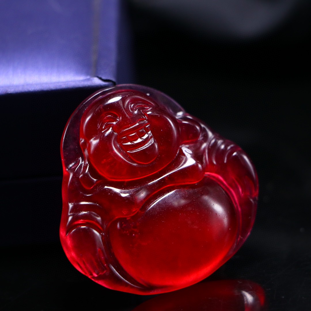 Antique Jade Red Jade Large Pendant Buddha Seated Buddha Ice Through Chinese Red Ice Red Sweater Chain Pendant Maitreya Buddha Gift