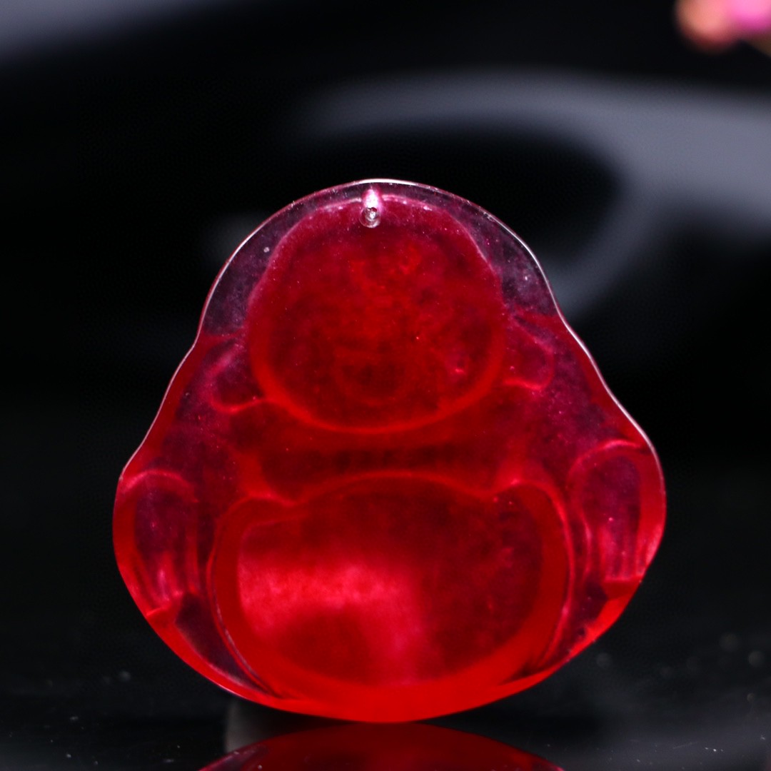 Antique Jade Red Jade Large Pendant Buddha Seated Buddha Ice Through Chinese Red Ice Red Sweater Chain Pendant Maitreya Buddha Gift