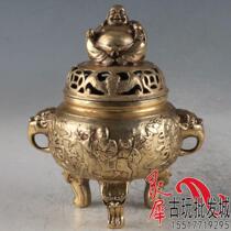 Special offer Boutique brass Fu Lu Shou incense burner ornaments Maitreya Buddha aroma Stove Craft gifts Antique collectibles
