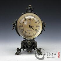 Antique antique Western old goods junk brass crystal ball mechanical alarm clock clock clock home decoration ornaments collection
