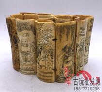 Antique miscellaneous pieces collection Bone carving crafts Character pendant Antique eighteen Arhat beef bone hand carving Special offer#0