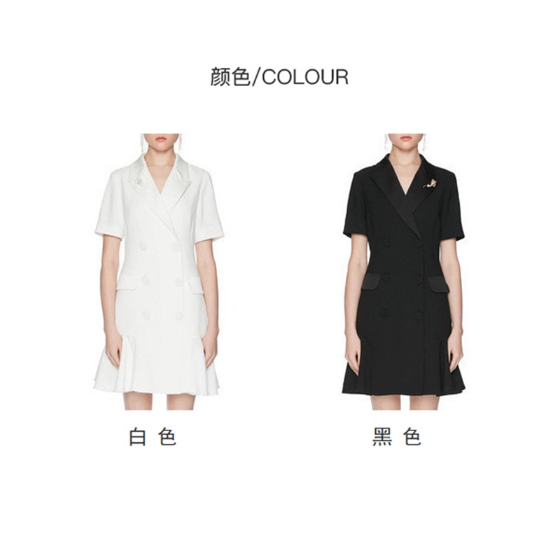 Song Zhongge Women 2020 Summer Sản phẩm mới Bộ đồ hai dây màu đen và trắng hai dây cổ áo Đầm đuôi cá 5C50205140 - Váy eo cao
