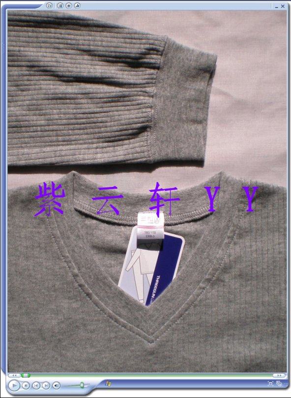 Three-gun Aishmo ELSMORR men's draw strip cotton wool V-neck men's underwear single-piece top shirt solid color lining autumn clothes