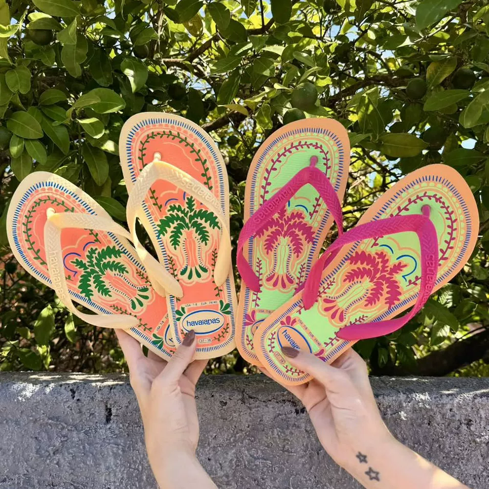 Havaianas нескользящие сланцы для отдыха, пляжные тапочки, бохо стиль