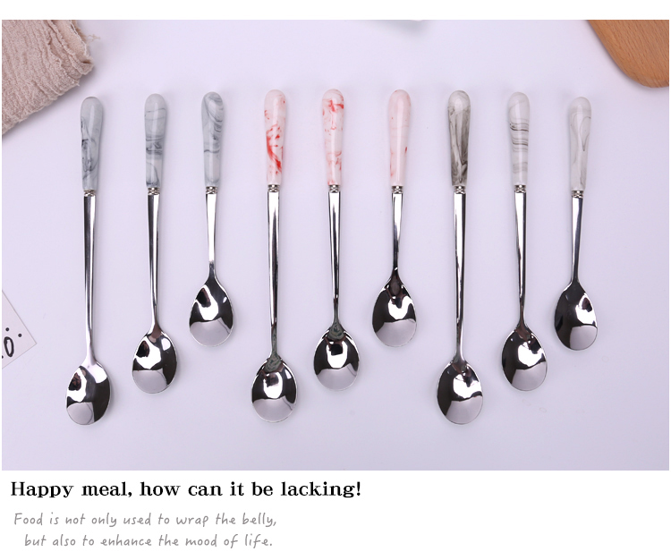Mạng rung đỏ Bắc Âu in cẩm thạch cà phê thìa muỗng muỗng thực phẩm cao cấp an toàn muỗng không độc hại - Cà phê ly uống cà phê
