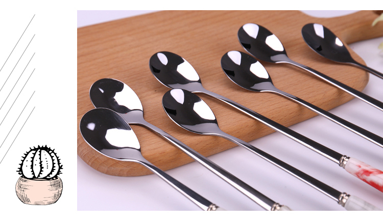 Mạng rung đỏ Bắc Âu in cẩm thạch cà phê thìa muỗng muỗng thực phẩm cao cấp an toàn muỗng không độc hại - Cà phê ly uống cà phê