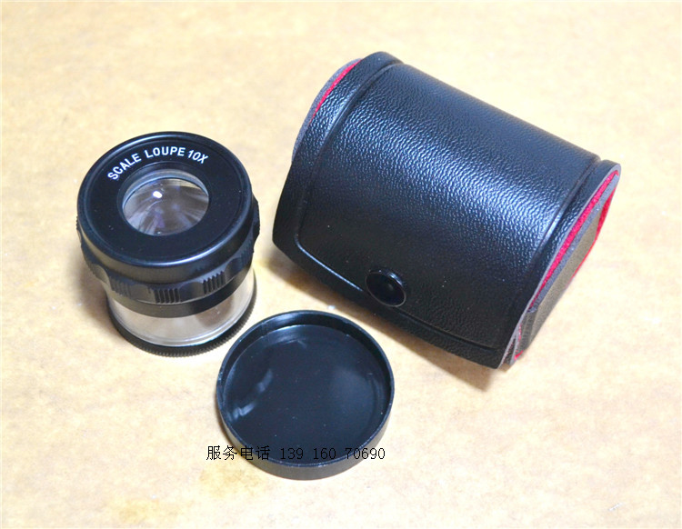 Japan imported optical lens 10x cylinder with scale magnifying glass SCALE LOUPE 1002-10X belt bag