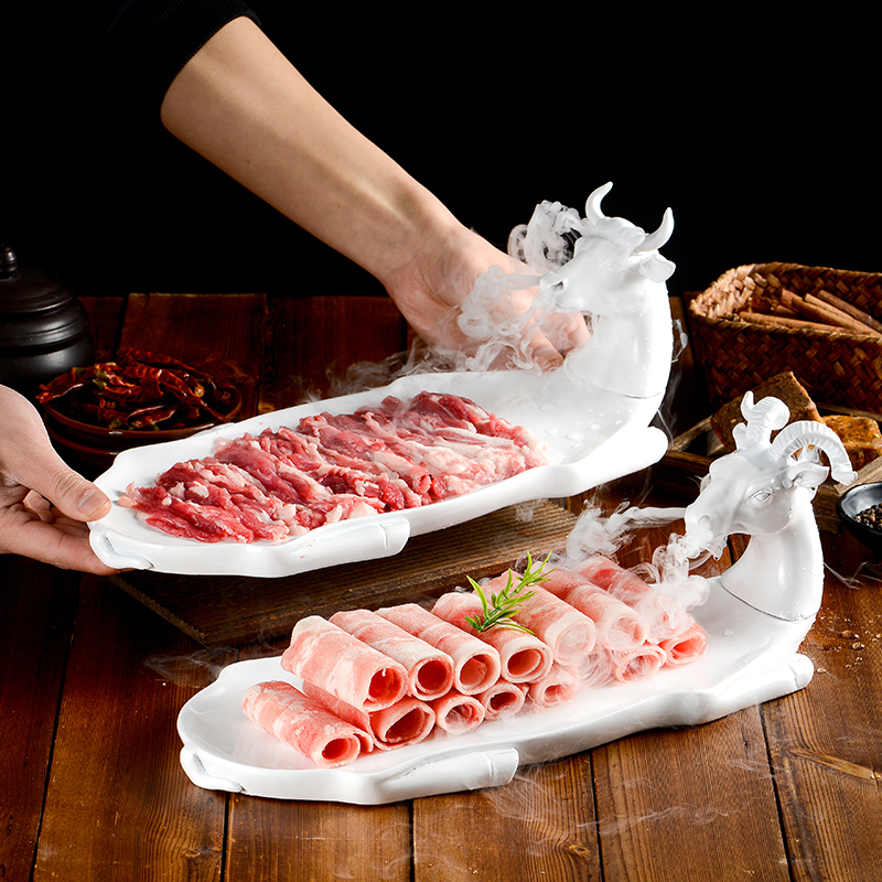 Creative Copper Pot for Hot Pot with Lamb, Dry Ice, and Lamb-Shaped Plate, Hot Pot Tableware, Freshly Cut Beef and Lamb Rolls for Special Plating Creative Copper Pot for Hot Pot with Lamb, Dry Ice, and Lamb-Shaped Plate, Hot Pot Tableware, Freshly Cut Beef and Lamb Rolls for Special Plating