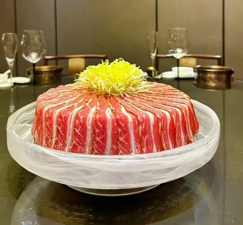 Internet-Famous Commercial Creative Hot Pot Restaurant Tableware, High-End Artistic Dishes, Sashimi Ice Plate, Snowflake Wagyu Beef Seafood Platter