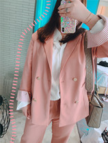 Autumn 2020 200kg fat mm size women's ins casual suit jacket chic harlan pants two-piece suit