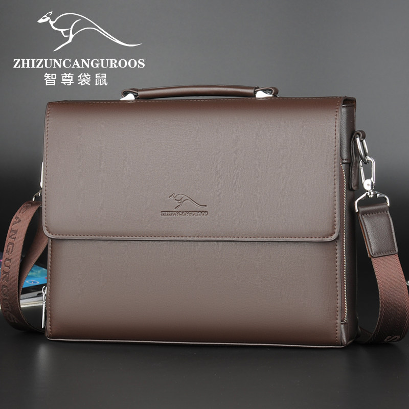 Baodi Kangaroo Men's Handbag Leather Messenger Bag Men's Business Briefcase Document Bag Casual Crossbody Bag Shoulder Bag