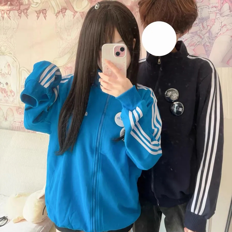 Spring and Autumn Japanese Retro Y2K Cute Basic School Style Text Print Long-Sleeve Thin Cardigan Jacket for Women