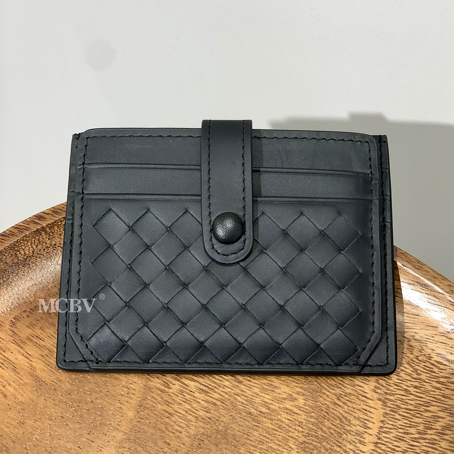 MCBV Woven ultra thin card holder, leather wallet, genuine leather
