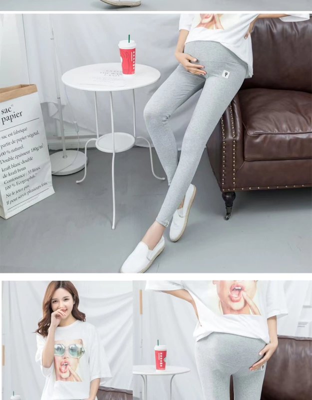 Quần legging size lớn cho bà bầu mùa thu đông cộng với nhung dày mùa xuân và mùa thu tự trồng dạ dày nâng bụng cho bà bầu quần bà bầu mùa đông 200 kg quần áo bầu