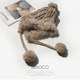 Winter Hat for Women, Warm Knitted Wool Hat, Ear-Protecting Thick Rabbit Fur Windproof Snow Hat, Sweet Forest Style Hat