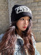 American-Style Trendy Brand Letter Knit Hat for Women, Winter Warm Wool Hat That Makes the Face Look Smaller, Cold Weather Hat with Ear Protection and Full Head Coverage