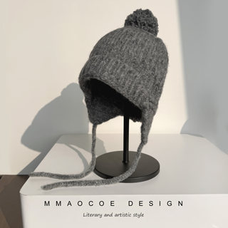 Ins Woolen Hat for Women in Autumn and Winter, Warm and Ear-Protecting, Makes the Face Look Smaller, Versatile, Trendy, Street Style, American Simple Style, Knitted Hat with Pom-Pom