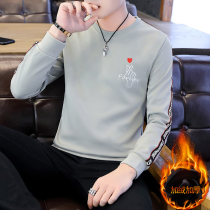 Winter men long sleeve T-shirt youth tide coat base shirt men plus velvet thick clothes men warm autumn clothes