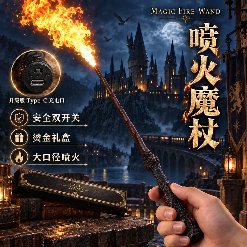 Harry Potter Fire-Spewing Wand Interactive Dumbledore Magic Wand That Can Shoot Spells Magic Prop Gift Figurine Harry Potter Fire-Spewing Wand Interactive Dumbledore Magic Wand That Can Shoot Spells Magic Prop Gift Figurine