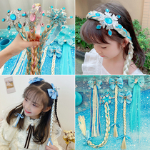 Frozen blue hair jewelry headgear children Girl hair hoop snowflake headband hairclip clip back head female