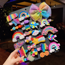 2021 New Net red rainbow hairclip Korean children side hair hair accessories headpiece clip clip clip cute