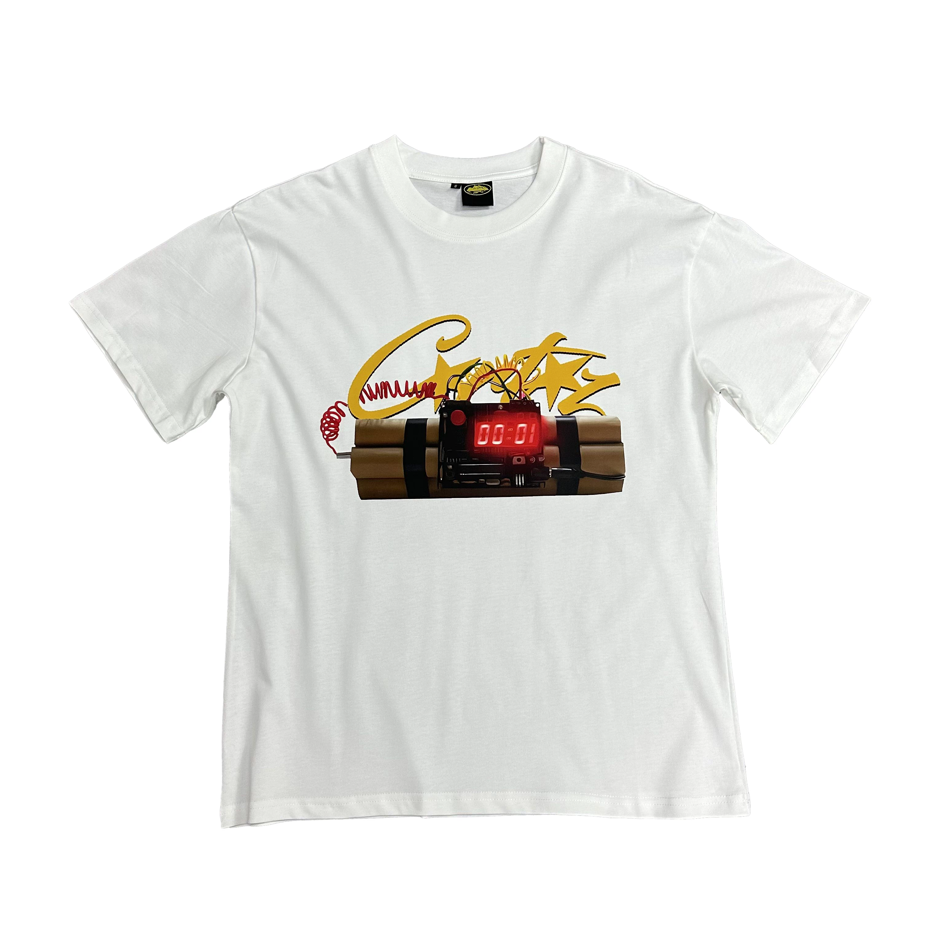 Corteiz pink, fried printed no time 4 luv short -sleeved male drill, beautiful style loose round neck T -shirt