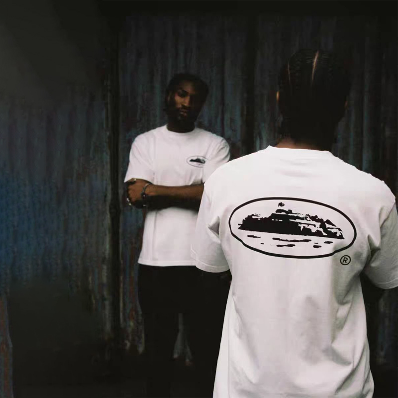 Corteiz Alcatraz ベーシック フロント＆バックプリント 半袖Tシャツ メンズ DRILL ウエストコースト ルーズ ラウンドネック トップ