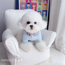 Floral Peter Pan Collar Short Tops ~ Spring Summer Puppy Cat Clothing Breathable Stretch Teddy Bear Puppy